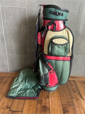 Vintage MacGregor Faux Leather Vinyl And Nylon Golf Bag With Rain Cover